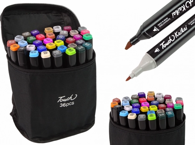 Zestaw alkoholowych dwustronnych markerów Pro Touch 36 szt. z torbą