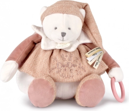 Zestaw prezentowy Pluszowy niedźwiedź polarny Doudou z kółkiem 30 cm różowy