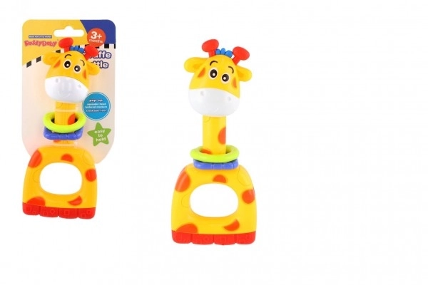 Grzechotka/gryzak/piszczelka żyrafa plastik 7x16cm na karcie 3m+