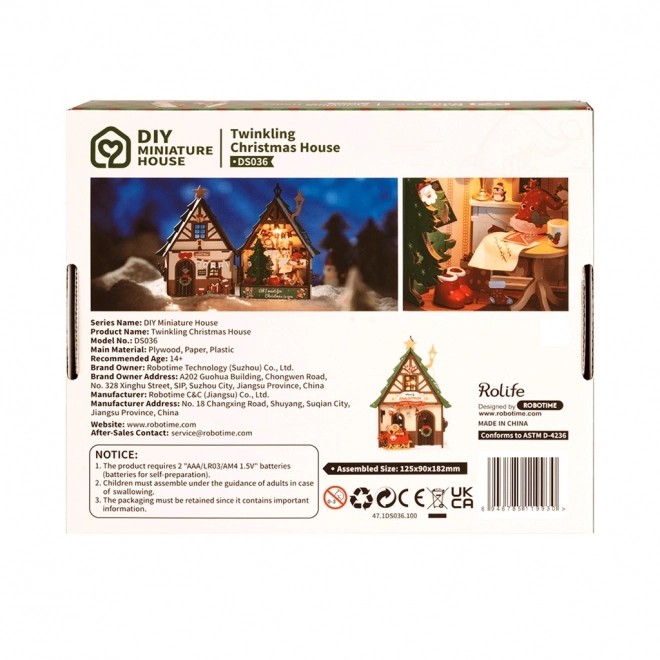 Miniaturowy domek Świecący dom bożonarodzeniowy