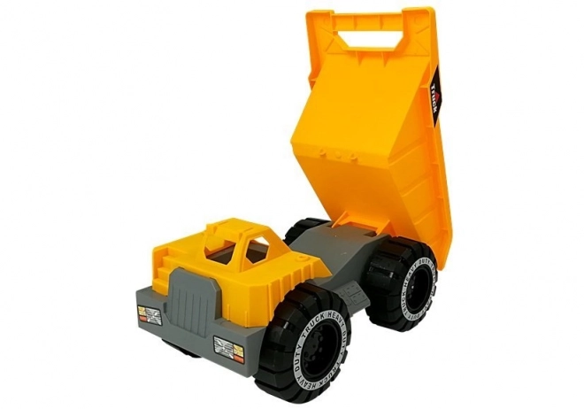 Duża zabawka ciężarówka z przyczepą i buldożerem 49 cm