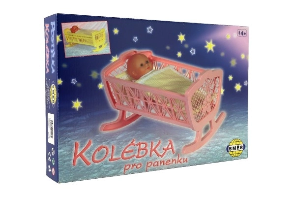 Kołyska dla lalek bez zestawu plastikowa 47x35x30cm w pudełku 48x32x8cm