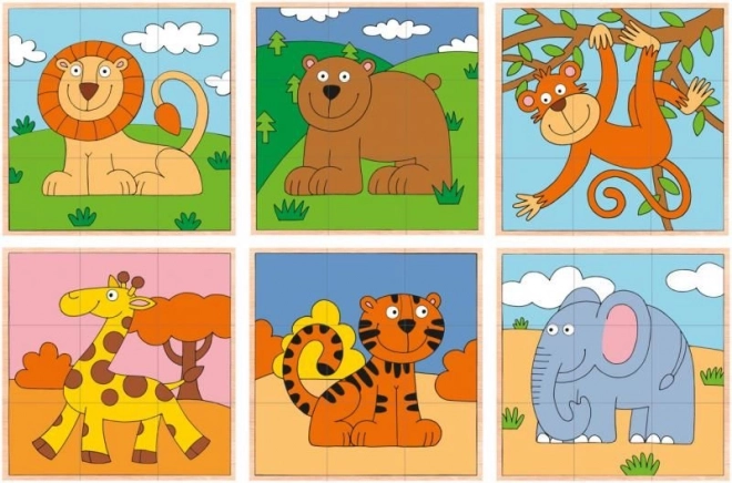 Kostkowe puzzle egzotyczne zwierzęta