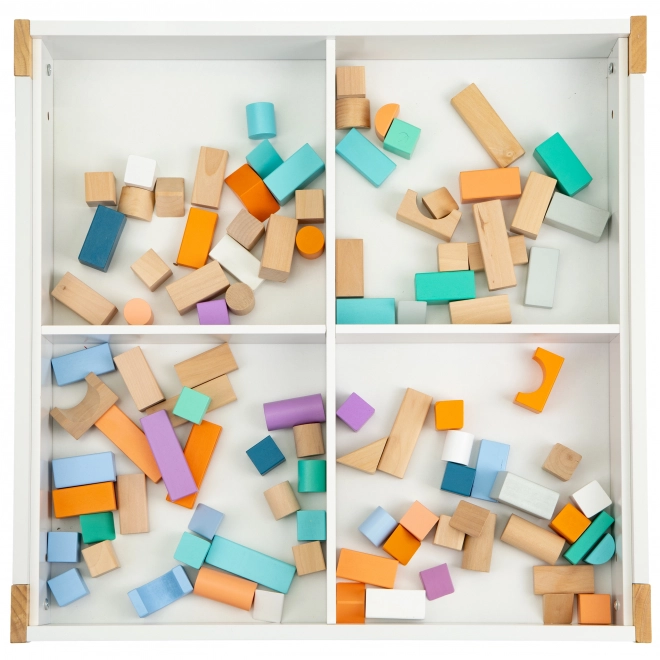 ECOTOYS Drewniany stolik dziecięcy z tablicą i dwoma krzesełkami