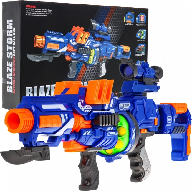 Blaze Storm piankowy blaster dla nastolatków 14+ z bębnowym magazynkiem i celownikiem