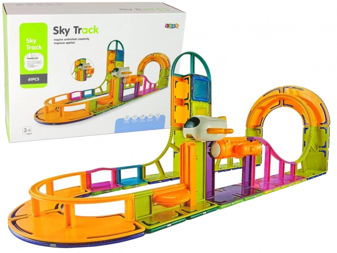 Budowlane magnetyczne klocki Sky Track 61 sztuk