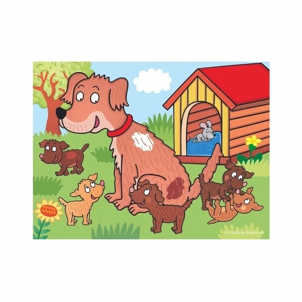 Klocki kubus zwierzęta domowe drewno 12 sztuk w pudełku 21x18x4cm