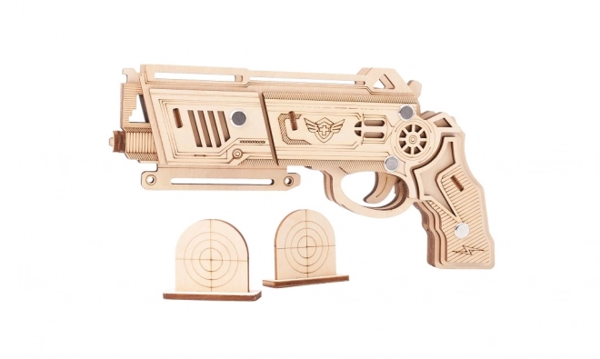 Drewniane 3D puzzle Broń na gumki Falcon naturalne