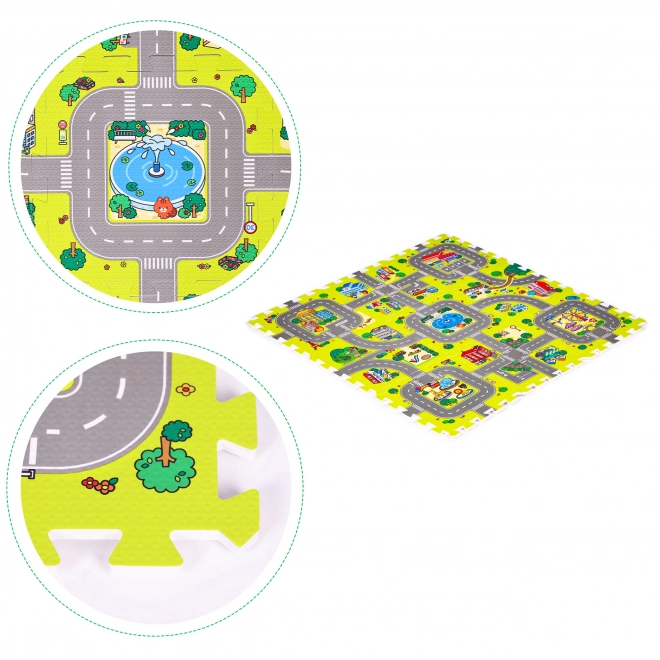 Piankowa mata do zabawy miasto – 9 elementów 90,5 × 90,5 cm IPLAY