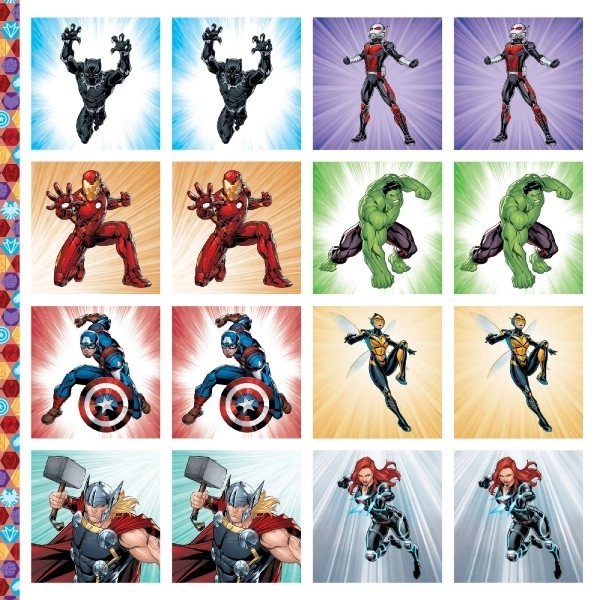 Pexeso z bohaterami Marvel w zeszycie