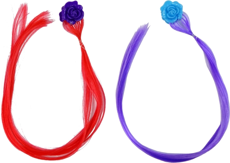 Kolorowe pasemka z kwiatowymi spinkami