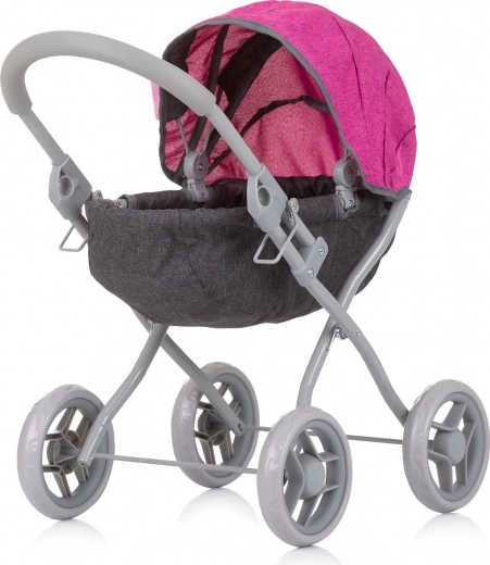 Głęboki wózek dla lalek Chipolino Daisy Grey/Pink