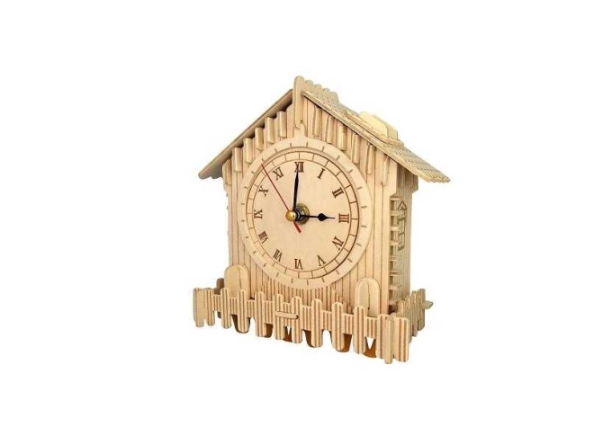 Woodcraft Drewniane 3D puzzle zegar domek