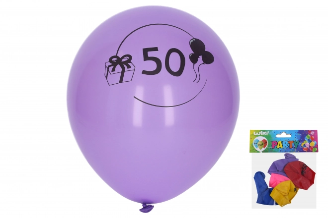 Balon dmuchany z numerem 50 30 cm - 5 sztuk