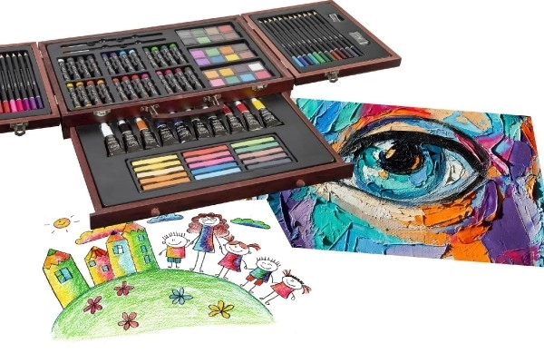 Zestaw do malowania - Art box kreatywny zestaw 103 szt. w drewnianej walizce w pudełku 39x27x9 cm