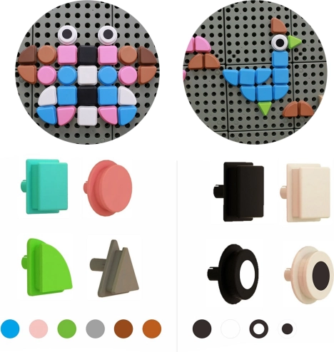 Masterkidz zestaw kołeczków w kształcie figur geometrycznych 64 szt. do tablic STEM