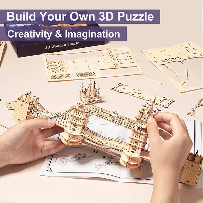RoboTime drewniane 3D puzzle most Tower Bridge świecący
