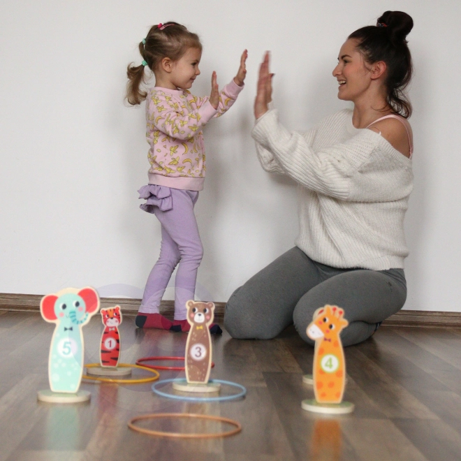 Drewniana gra zręcznościowa Tooky Toy - rzut do celu zwierzęta