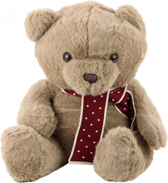 Pluszowy miś z szalikiem w grochy, jasnobrązowy 45 cm