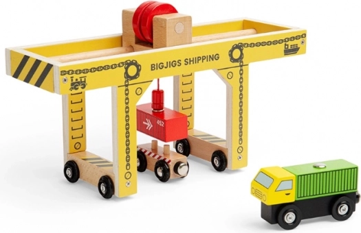 Drewniany suwnicowy dźwig portowy BIGJIGS Rail