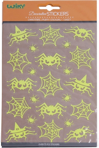 Naklejki świecące w ciemności pająki 25 × 14,4 cm Halloween