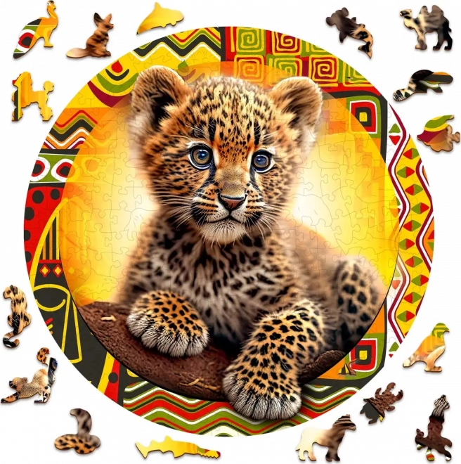 Drewniane puzzle mały uroczy lampart 250 elementów
