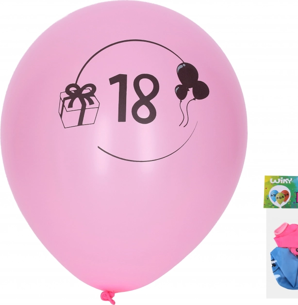 Nadmuchiwane baloniki 30 cm z numerem 18 – zestaw 5 szt.