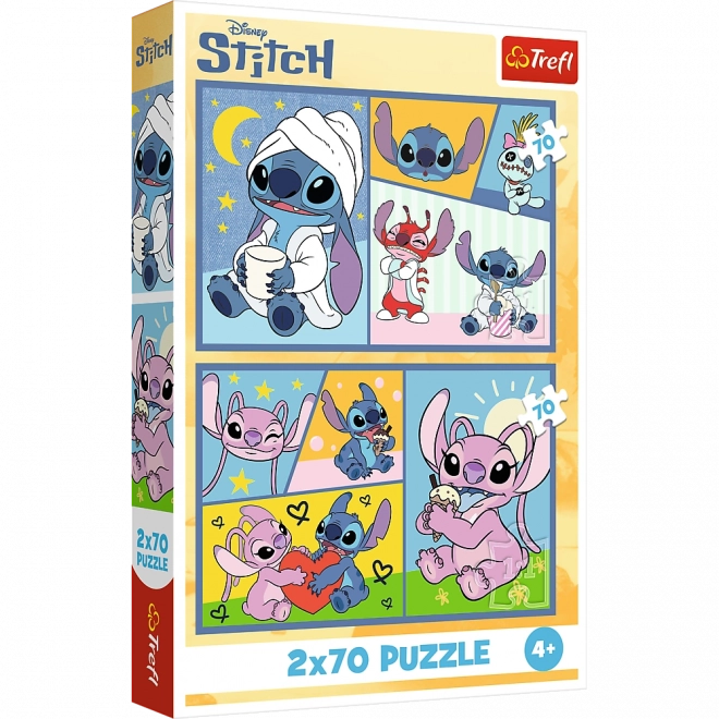 Puzzle 2x70 - Disney Lilo i Stich - Bez nudy ze Stitchem