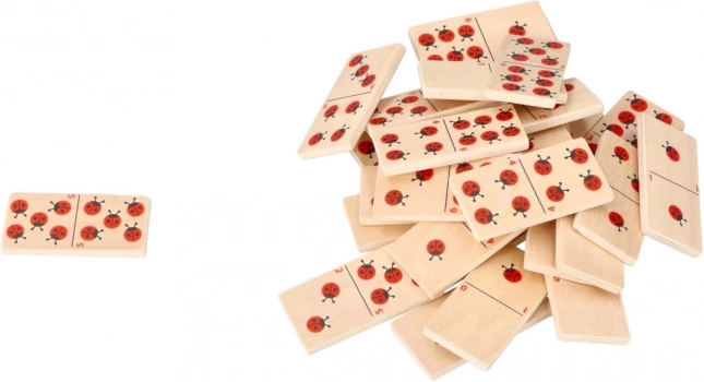 Drewniane domino z biedronkami
