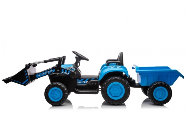 Elektryczny dziecięcy traktor z łyżką niebieski