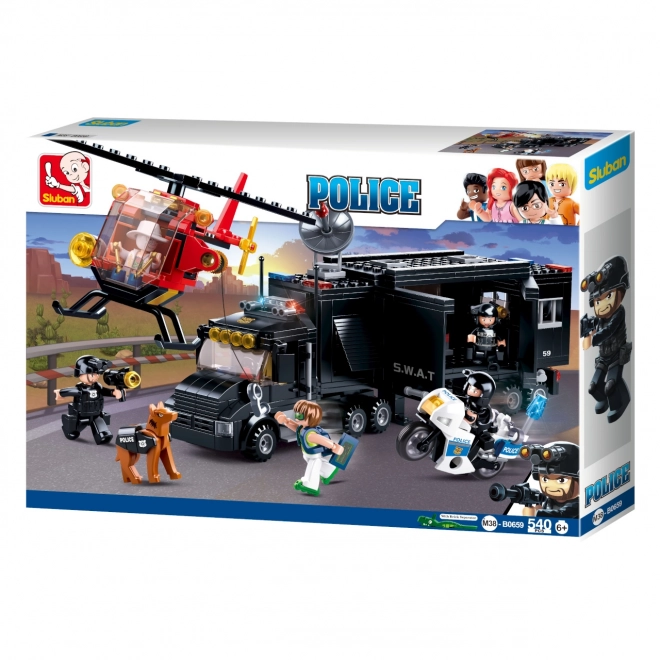 Sluban Policja M38-B0659 SWAT mobilna baza i złodzieje w helikopterze