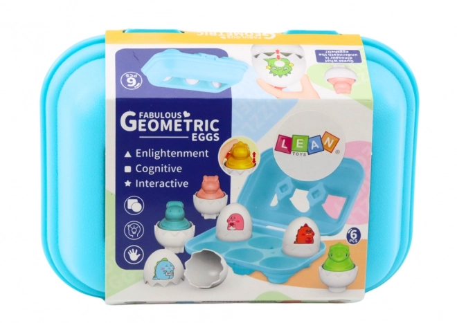 Zestaw sześciu kolorowych geometrycznych jaj dinozaurów