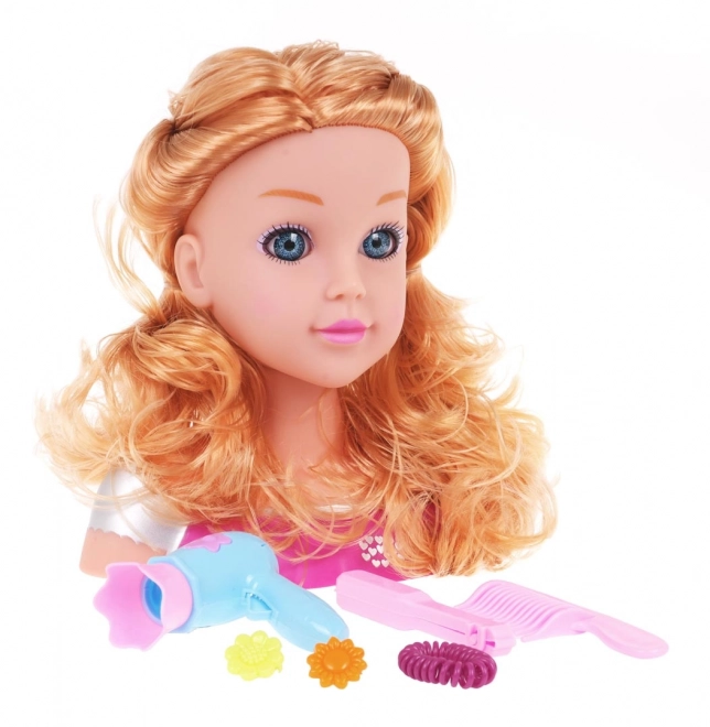Głowa do stylizacji blond + akcesoria