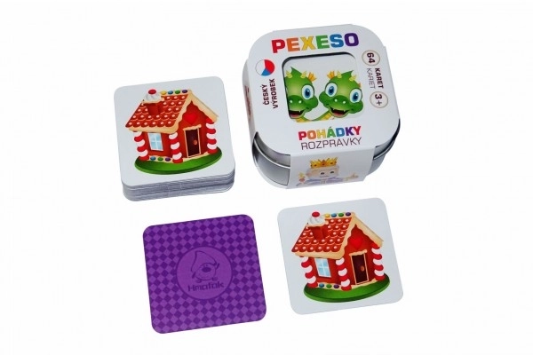 Pexeso Baśnie 64 karty gra towarzyska w metalowym pudełku 6,5x6,5x4cm