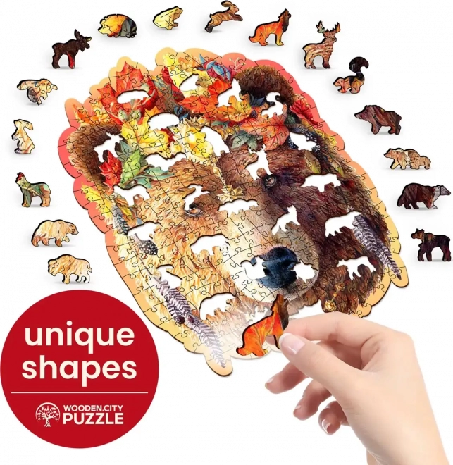 WOODEN CITY Drewniane puzzle Stylowy niedźwiedź 250 elementów EKO