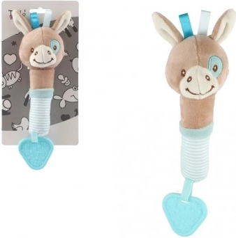 Pluszowa grzechotka z piszczałką i gryzakiem osiołek 22 cm