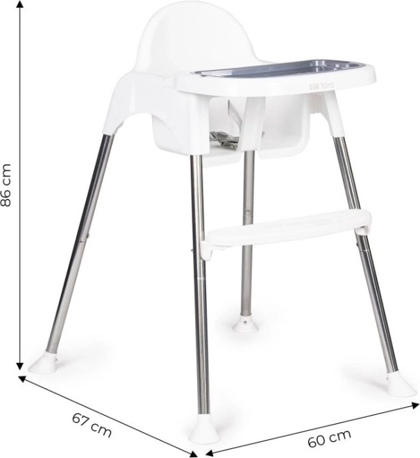 ECOTOYS Krzesełko do karmienia 2w1 biała