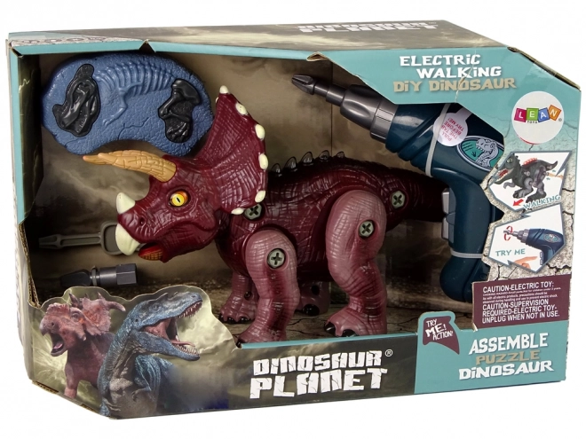 Plastowy dinozaur do skręcania z wiertarką