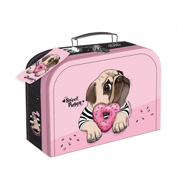 Walizka/Pudełko szkolne papierowe Sweet Puggy w folii 25x18x9cm