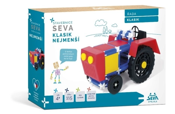 Klocki konstrukcyjne SEVA KLASIK Najmniejsze plastikowe 115 szt. w pudełku 31,5x16,5x7,5cm