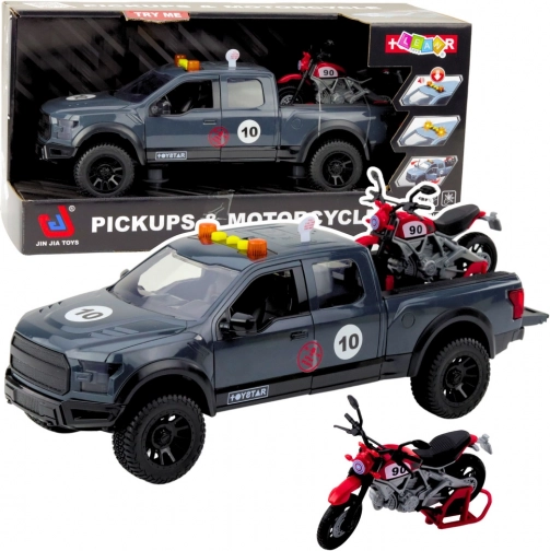 Pick-up z motocyklem z efektami świetlnymi i dźwiękowymi