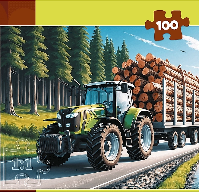 Puzzle Leśny traktor 100 elementów