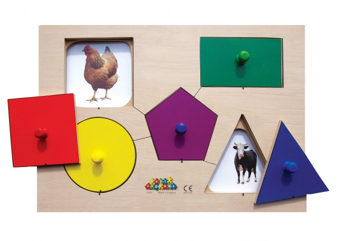 Just Jigsaws Drewniane puzzle kształty i pamięć 6 części i 4 wzory