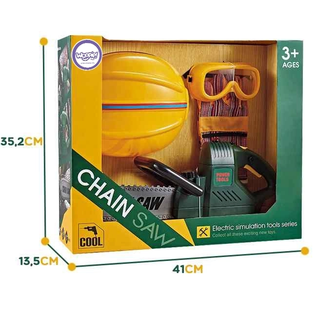 Duży zestaw piła, kask, okulary i rękawice Woopie