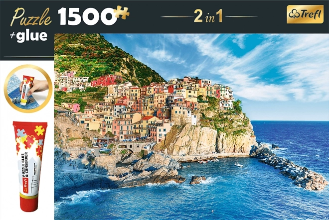 Zestaw puzzli Manarola, Liguria, Włochy 1500 elementów z klejem
