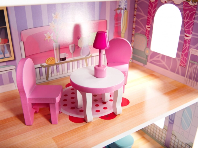 Drewniany domek dla lalek z mebelkami - 70 cm