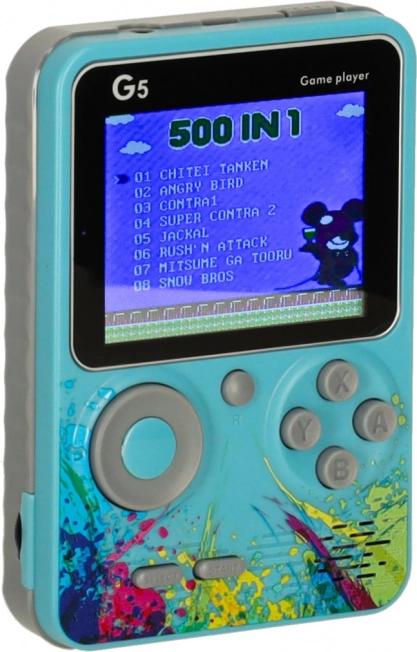 Przenośna retro konsola do gier mini – 500 gier, niebieska