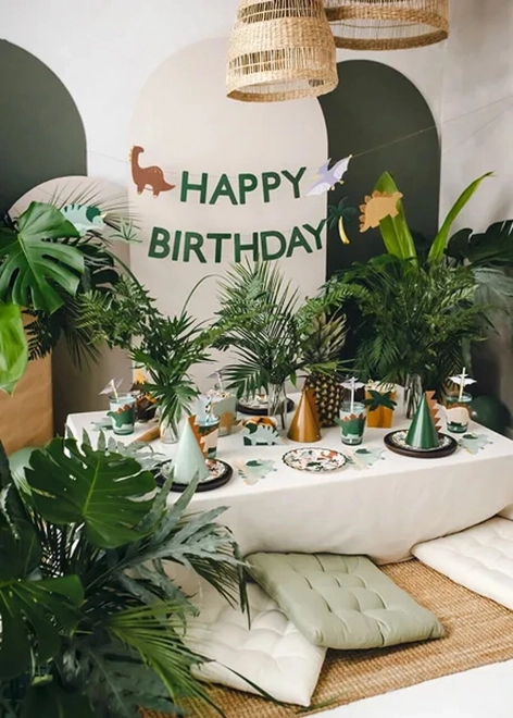 Transparentny Happy Birthday Dino 3m