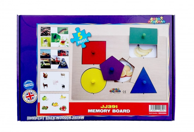 Just Jigsaws Drewniane puzzle kształty i pamięć 6 części i 4 wzory