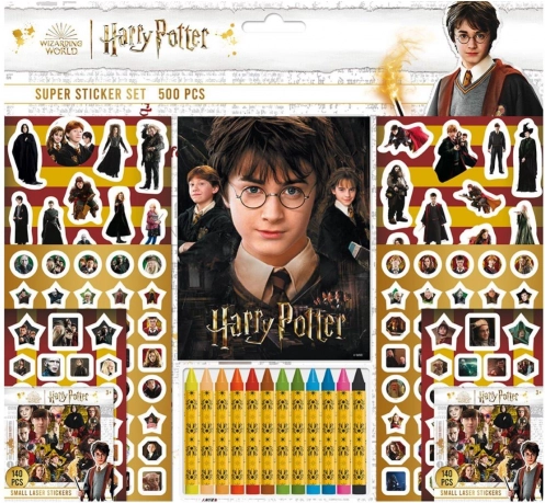 Zestaw naklejek HARRY POTTER z notesem i kredkami woskowymi